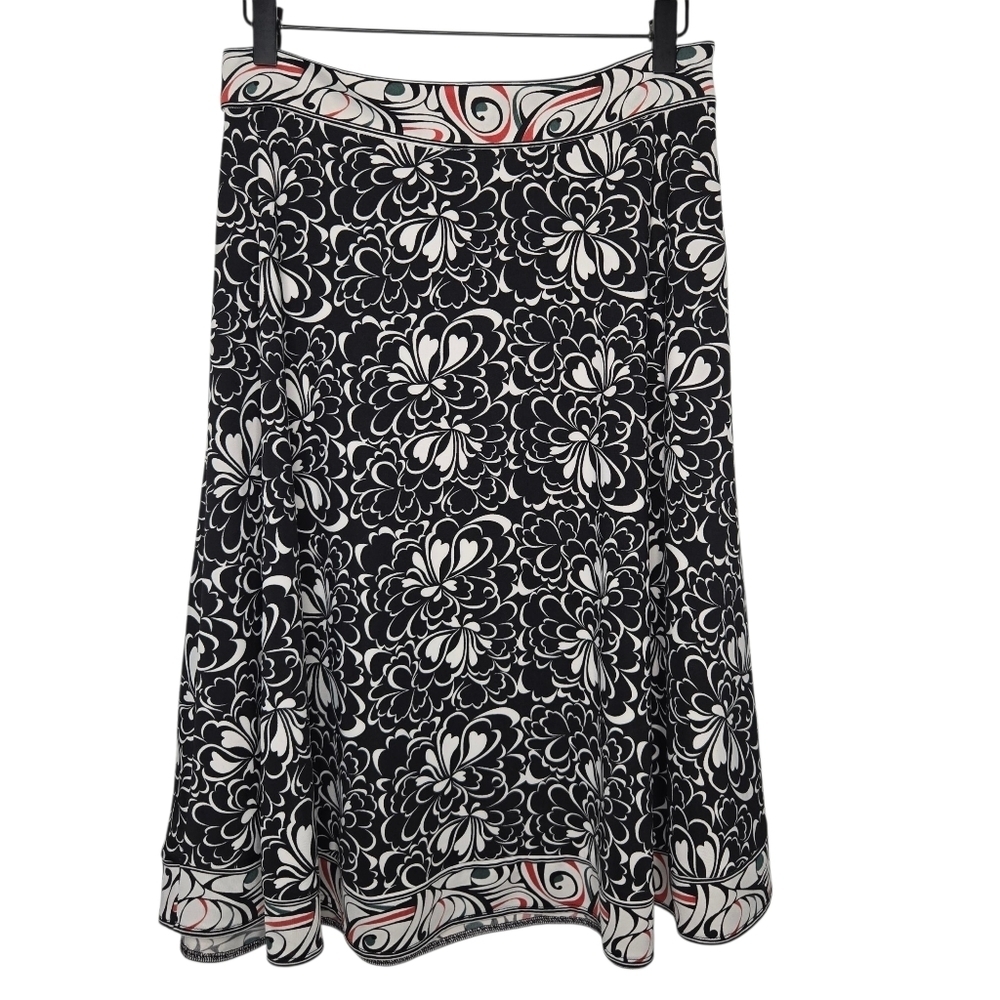 Lapis Womens Retro Contrast Floral Print Swing Skirt Medium